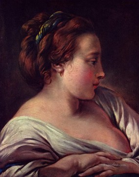  Boucher Oil Painting - Woman s Head Francois Boucher